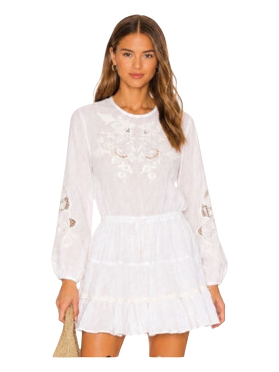 Zara Dresses & Skirts - Zara White Embroidered Long-Sleeve Tiered Mini Dress